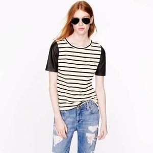 J. Crew Black & White Stripe Faux Sleeve Top